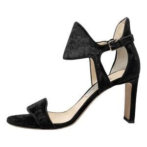 Jimmy Choo Molly 85 Black Crushed Velvet Ankle Strap Heels